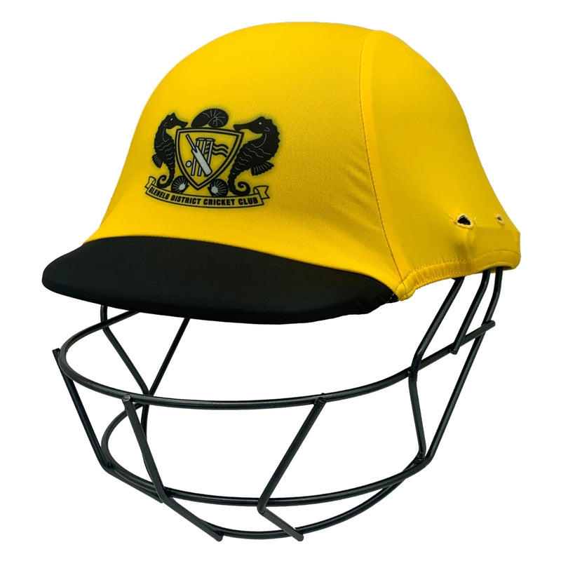 Cricket Helmet Cover custom made by Designer Helmet Covers for Glenelg District Cricket Club