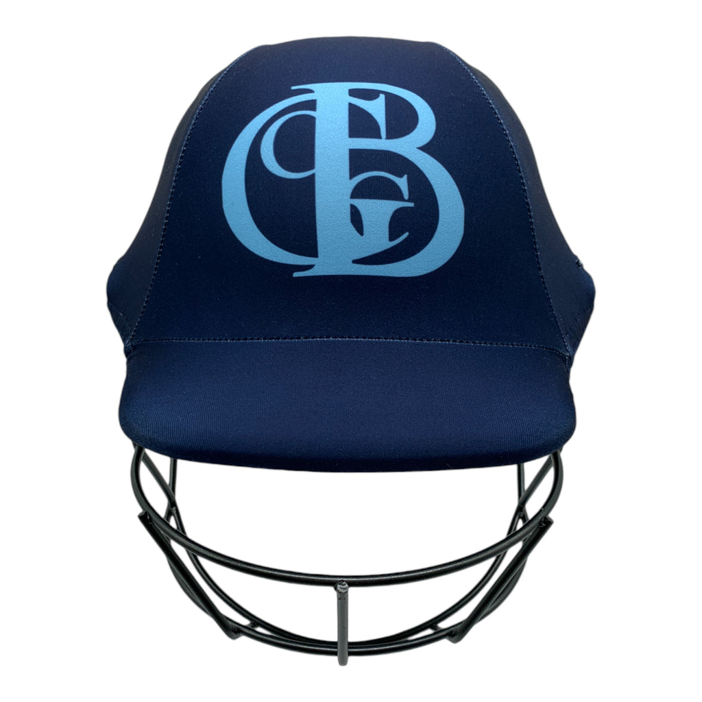 Custom made cricket helmet covers for the Great Boulder Cricket Club.