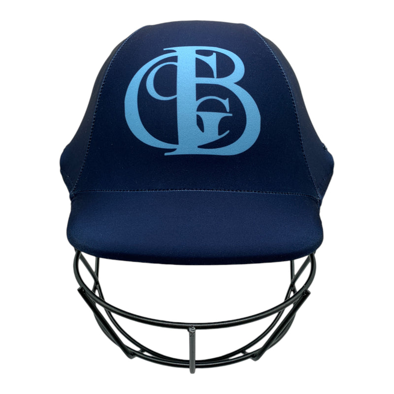 Custom made cricket helmet covers for the Great Boulder Cricket Club.