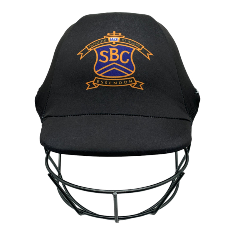 Custom made cricket helmet covers for St Bernards College