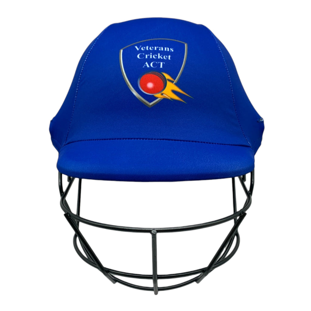 Custom made cricket helmet covers for Veterans Cricket ACT.